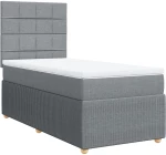 vidaXL Κρεβάτι Boxspring με Στρώμα Ανοιχτό Γκρι 100x200 εκ. Υφασμάτινο