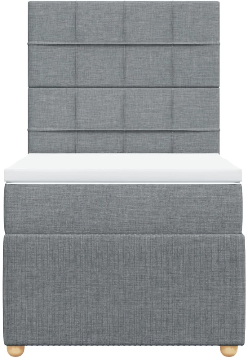 vidaXL Κρεβάτι Boxspring με Στρώμα Ανοιχτό Γκρι 100x200 εκ. Υφασμάτινο