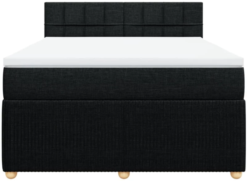 vidaXL Κρεβάτι Boxspring με Στρώμα Μαύρο 140x200 εκ. Υφασμάτινο