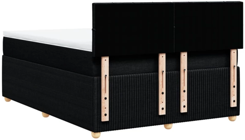 vidaXL Κρεβάτι Boxspring με Στρώμα Μαύρο 140x200 εκ. Υφασμάτινο