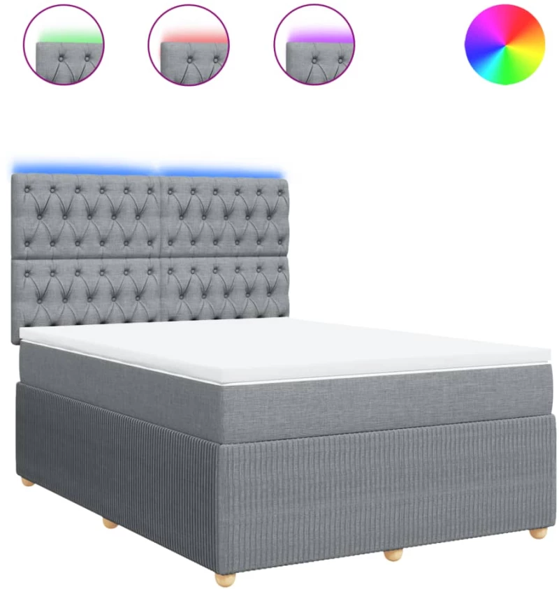 vidaXL Κρεβάτι Boxspring με Στρώμα Ανοιχτό Γκρι 140x200 εκ. Υφασμάτινο