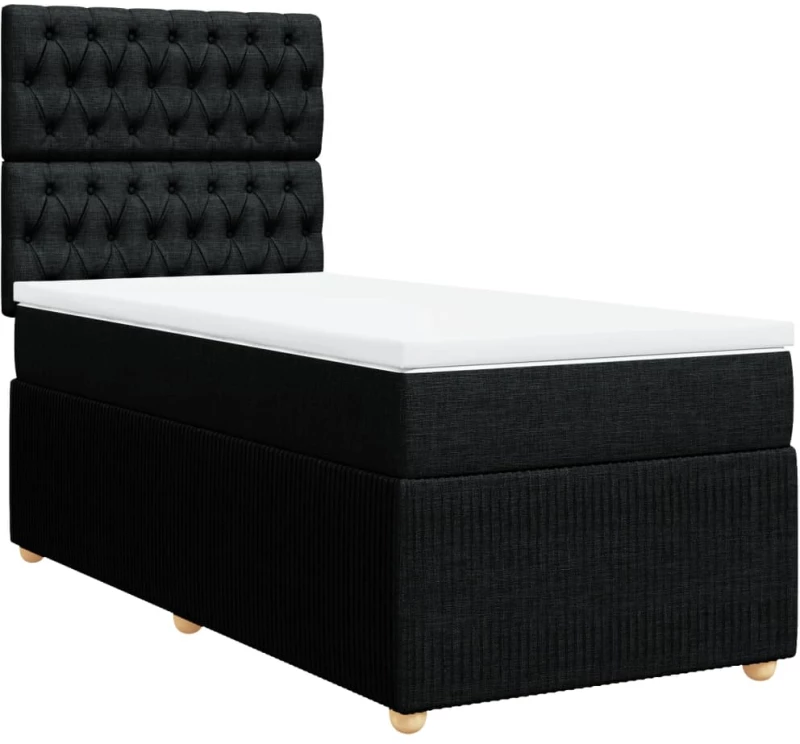 vidaXL Κρεβάτι Boxspring με Στρώμα Μαύρο 80 x 200 εκ. Υφασμάτινο