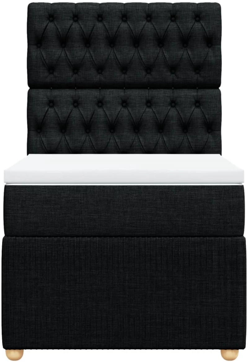 vidaXL Κρεβάτι Boxspring με Στρώμα Μαύρο 80 x 200 εκ. Υφασμάτινο