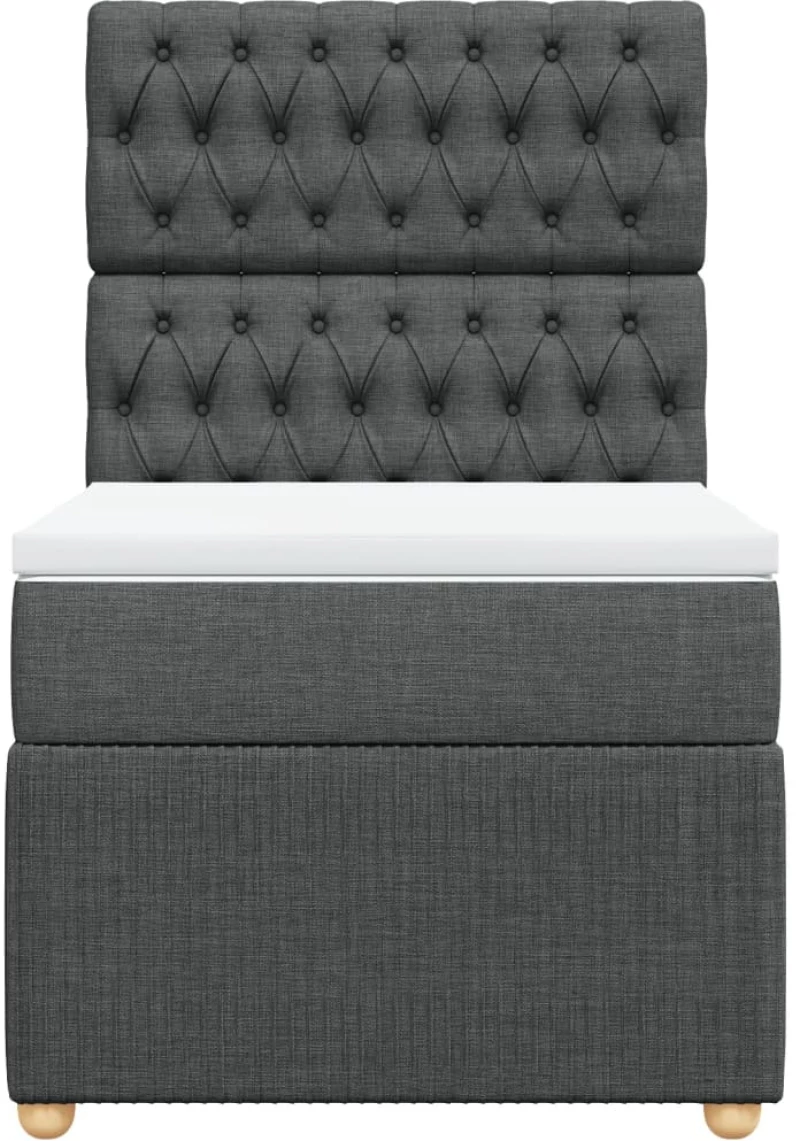 vidaXL Κρεβάτι Boxspring με Στρώμα Σκούρο Γκρι 100x200 εκ. Υφασμάτινο