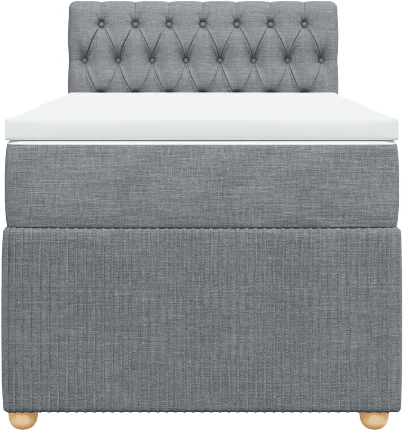 vidaXL Κρεβάτι Boxspring με Στρώμα Ανοιχτό Γκρι 90x200 εκ. Υφασμάτινο