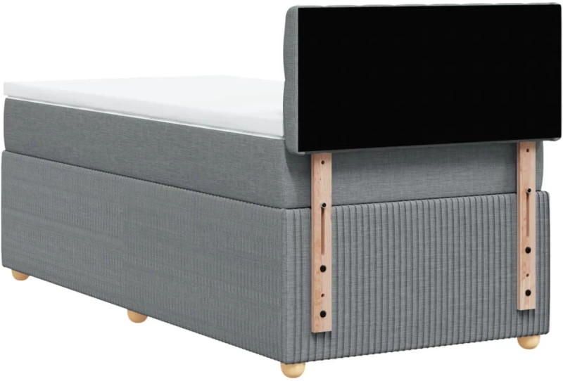 vidaXL Κρεβάτι Boxspring με Στρώμα Ανοιχτό Γκρι 90x200 εκ. Υφασμάτινο
