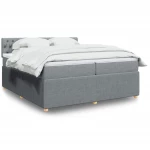 vidaXL Κρεβάτι Boxspring με Στρώμα Ανοιχτό Γκρι 200x200 εκ. Υφασμάτινο