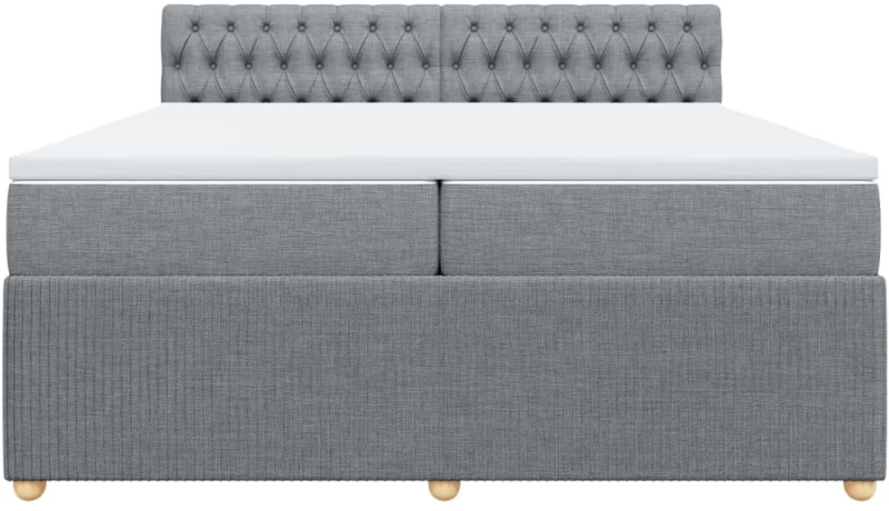 vidaXL Κρεβάτι Boxspring με Στρώμα Ανοιχτό Γκρι 200x200 εκ. Υφασμάτινο