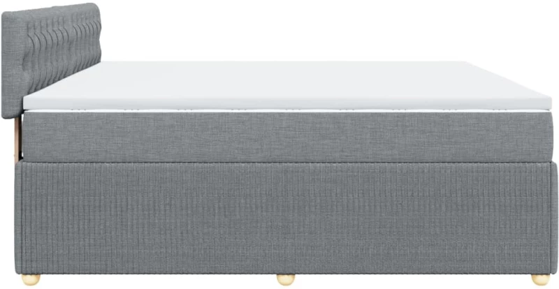 vidaXL Κρεβάτι Boxspring με Στρώμα Ανοιχτό Γκρι 200x200 εκ. Υφασμάτινο