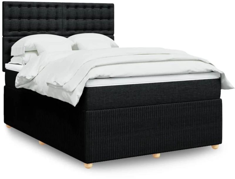 vidaXL Κρεβάτι Boxspring με Στρώμα Μαύρο 140x200 εκ. Υφασμάτινο