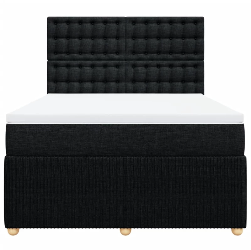 vidaXL Κρεβάτι Boxspring με Στρώμα Μαύρο 140x200 εκ. Υφασμάτινο