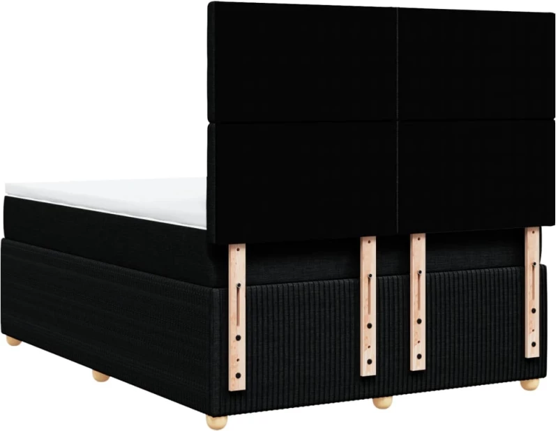 vidaXL Κρεβάτι Boxspring με Στρώμα Μαύρο 140x200 εκ. Υφασμάτινο