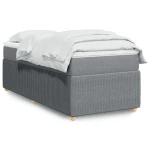 vidaXL Κρεβάτι Boxspring με Στρώμα Ανοιχτό Γκρι 100x200 εκ. Υφασμάτινο