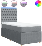 vidaXL Κρεβάτι Boxspring με Στρώμα Ανοιχτό Γκρι 90x200 εκ. Υφασμάτινο