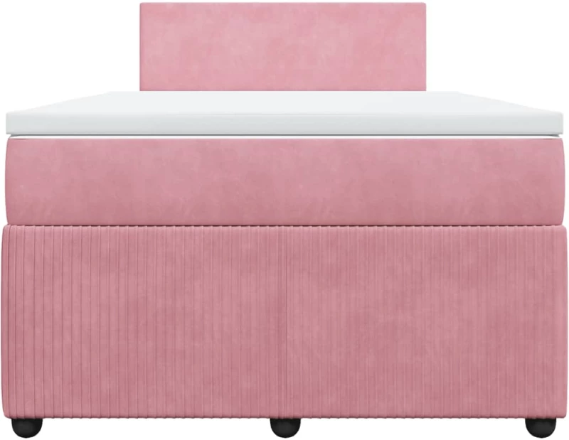 vidaXL Κρεβάτι Boxspring με Στρώμα Ροζ 120x200 εκ. Βελούδινο