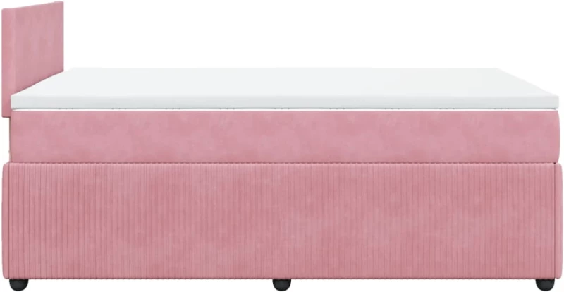 vidaXL Κρεβάτι Boxspring με Στρώμα Ροζ 120x200 εκ. Βελούδινο