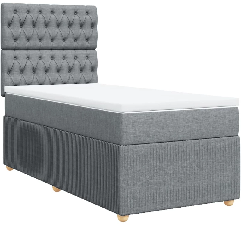 vidaXL Κρεβάτι Boxspring με Στρώμα Ανοιχτό Γκρι 100x200 εκ. Υφασμάτινο
