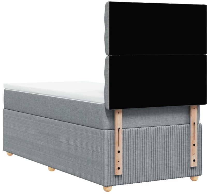 vidaXL Κρεβάτι Boxspring με Στρώμα Ανοιχτό Γκρι 100x200 εκ. Υφασμάτινο