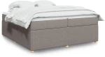 vidaXL Κρεβάτι Boxspring με Στρώμα Taupe 200x200 εκ. Υφασμάτινο