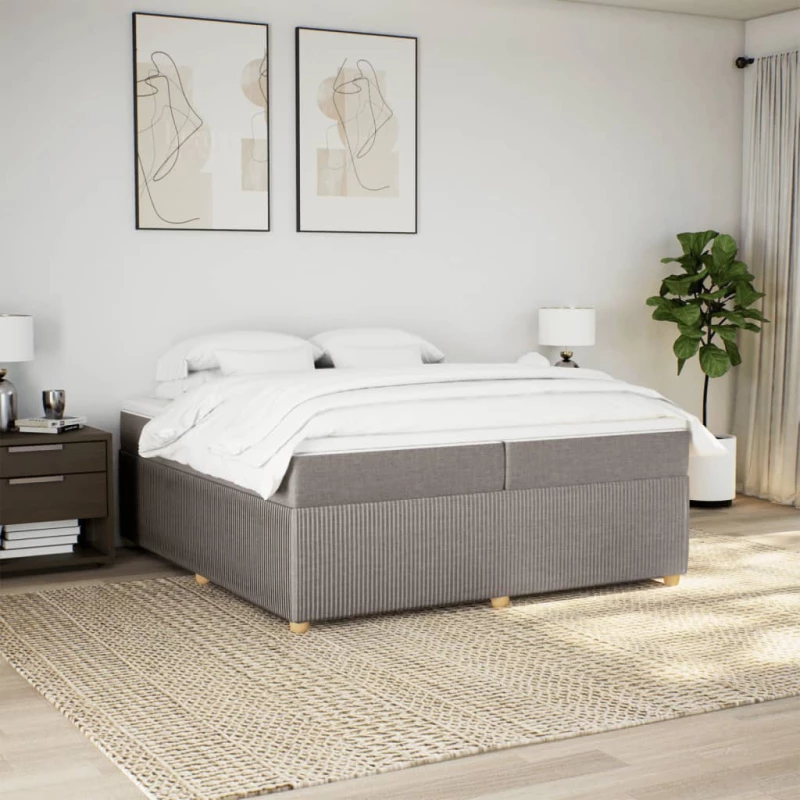 vidaXL Κρεβάτι Boxspring με Στρώμα Taupe 200x200 εκ. Υφασμάτινο