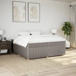 vidaXL Κρεβάτι Boxspring με Στρώμα Taupe 200x200 εκ. Υφασμάτινο