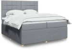 vidaXL Κρεβάτι Boxspring με Στρώμα Ανοιχτό Γκρι 200x200 εκ. Υφασμάτινο