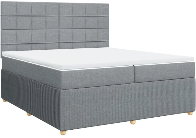 vidaXL Κρεβάτι Boxspring με Στρώμα Ανοιχτό Γκρι 200x200 εκ. Υφασμάτινο