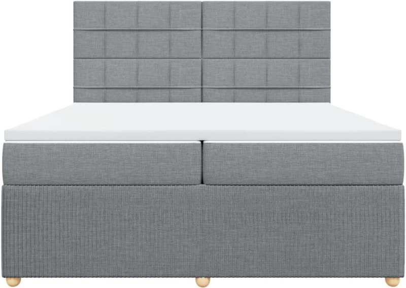 vidaXL Κρεβάτι Boxspring με Στρώμα Ανοιχτό Γκρι 200x200 εκ. Υφασμάτινο