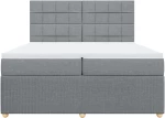vidaXL Κρεβάτι Boxspring με Στρώμα Ανοιχτό Γκρι 200x200 εκ. Υφασμάτινο
