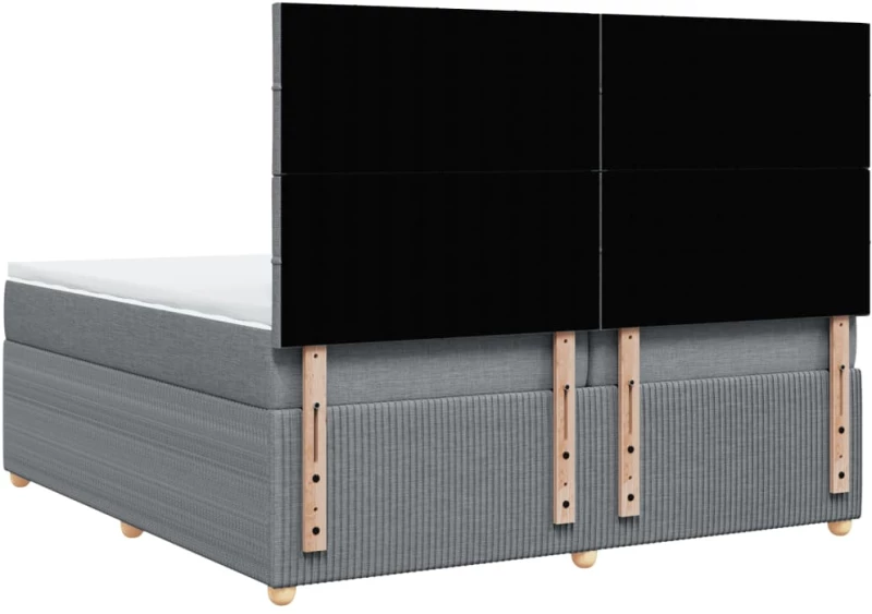 vidaXL Κρεβάτι Boxspring με Στρώμα Ανοιχτό Γκρι 200x200 εκ. Υφασμάτινο