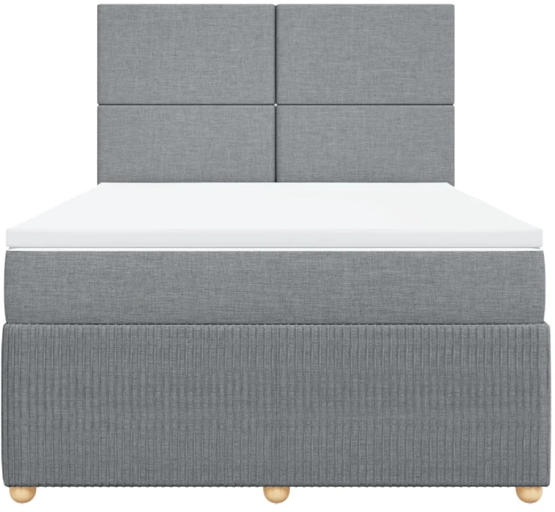 vidaXL Κρεβάτι Boxspring με Στρώμα Ανοιχτό Γκρι 140x200 εκ. Υφασμάτινο