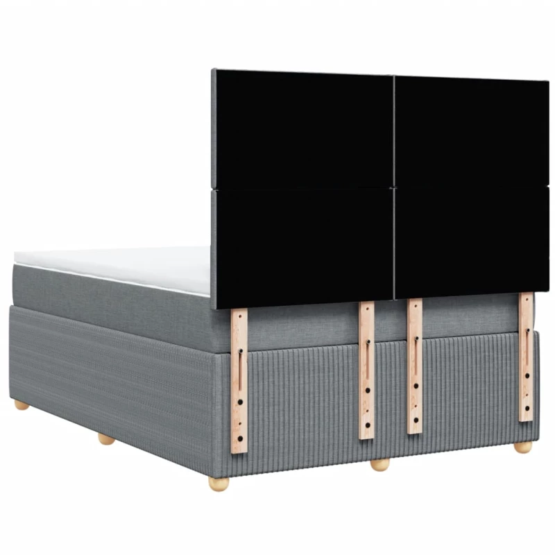 vidaXL Κρεβάτι Boxspring με Στρώμα Ανοιχτό Γκρι 140x200 εκ. Υφασμάτινο