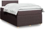 vidaXL Κρεβάτι Boxspring με Στρώμα Σκούρο Καφέ 120x200 εκ. Υφασμάτινο