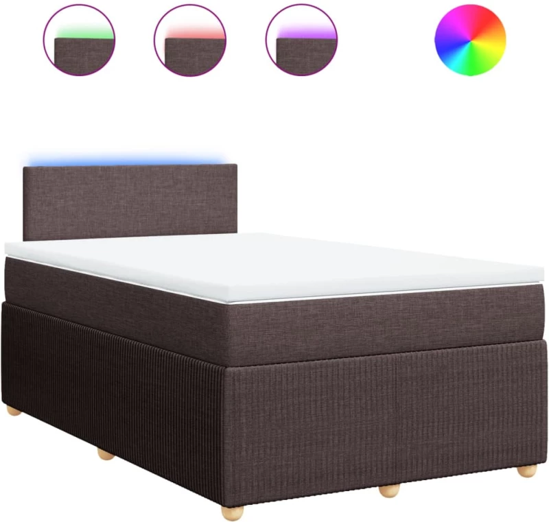 vidaXL Κρεβάτι Boxspring με Στρώμα Σκούρο Καφέ 120x200 εκ. Υφασμάτινο
