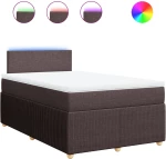 vidaXL Κρεβάτι Boxspring με Στρώμα Σκούρο Καφέ 120x200 εκ. Υφασμάτινο