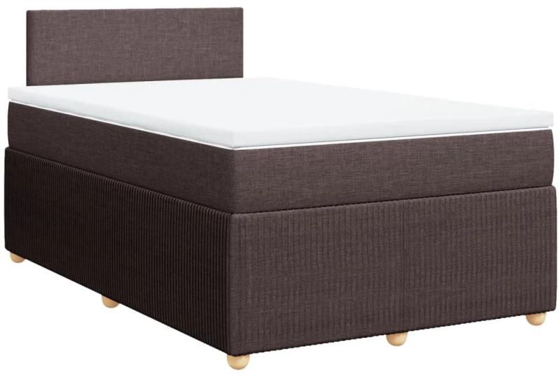 vidaXL Κρεβάτι Boxspring με Στρώμα Σκούρο Καφέ 120x200 εκ. Υφασμάτινο
