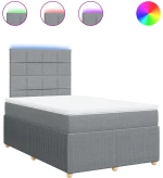 vidaXL Κρεβάτι Boxspring με Στρώμα Ανοιχτό Γκρι 120x200 εκ. Υφασμάτινο