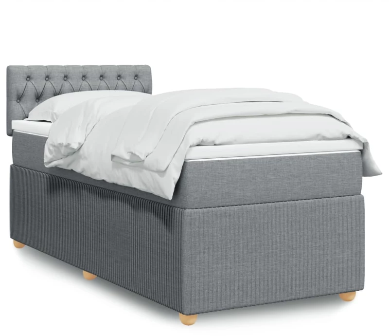 vidaXL Κρεβάτι Boxspring με Στρώμα Ανοιχτό Γκρι 100x200 εκ. Υφασμάτινο