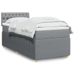 vidaXL Κρεβάτι Boxspring με Στρώμα Ανοιχτό Γκρι 100x200 εκ. Υφασμάτινο