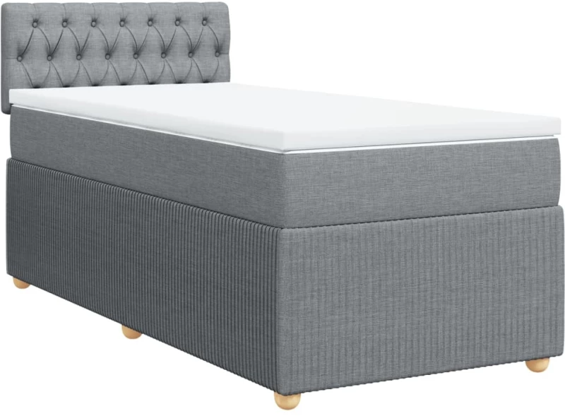 vidaXL Κρεβάτι Boxspring με Στρώμα Ανοιχτό Γκρι 100x200 εκ. Υφασμάτινο