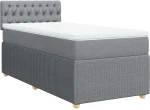 vidaXL Κρεβάτι Boxspring με Στρώμα Ανοιχτό Γκρι 100x200 εκ. Υφασμάτινο