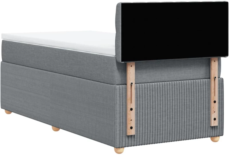 vidaXL Κρεβάτι Boxspring με Στρώμα Ανοιχτό Γκρι 100x200 εκ. Υφασμάτινο