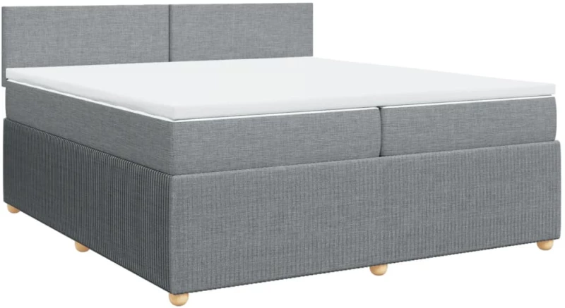 vidaXL Κρεβάτι Boxspring με Στρώμα Ανοιχτό Γκρι 200x200 εκ. Υφασμάτινο