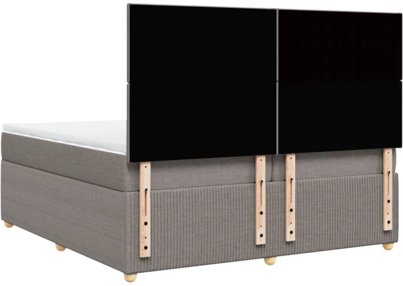vidaXL Κρεβάτι Boxspring με Στρώμα Taupe 200x200 εκ. Υφασμάτινο