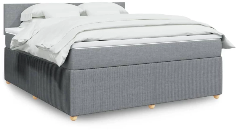 vidaXL Κρεβάτι Boxspring με Στρώμα Ανοιχτό Γκρι 180x200 εκ. Υφασμάτινο