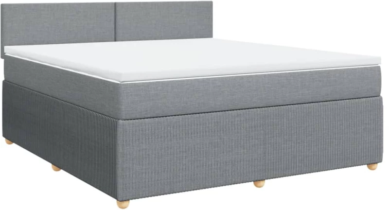 vidaXL Κρεβάτι Boxspring με Στρώμα Ανοιχτό Γκρι 180x200 εκ. Υφασμάτινο