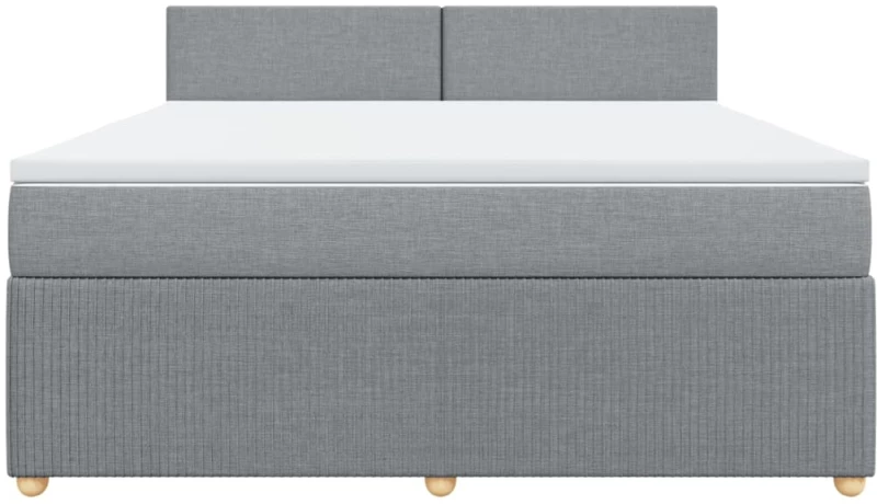 vidaXL Κρεβάτι Boxspring με Στρώμα Ανοιχτό Γκρι 180x200 εκ. Υφασμάτινο