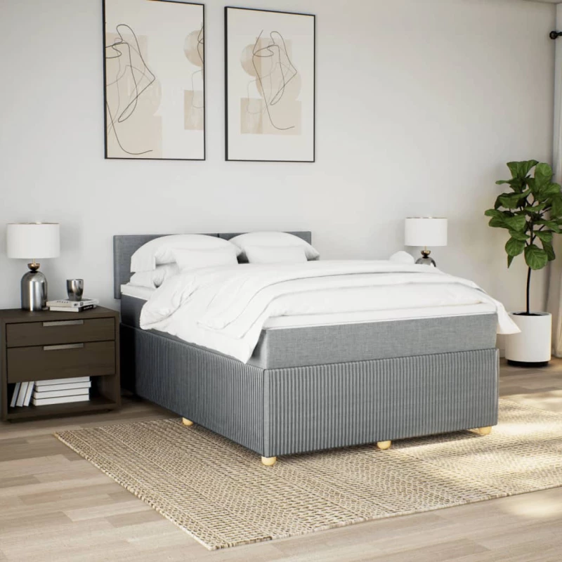 vidaXL Κρεβάτι Boxspring με Στρώμα Αν. Πράσινο 160x200εκ Υφασμάτινο