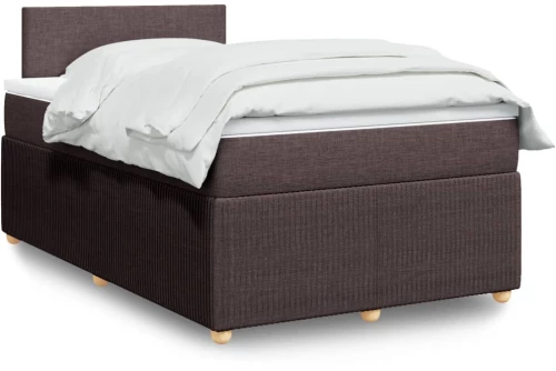 vidaXL Κρεβάτι Boxspring με Στρώμα Σκούρο Καφέ 120x190 εκ Υφασμάτινο