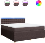 vidaXL Κρεβάτι Boxspring με Στρώμα Σκούρο Καφέ 200x200 εκ. Υφασμάτινο